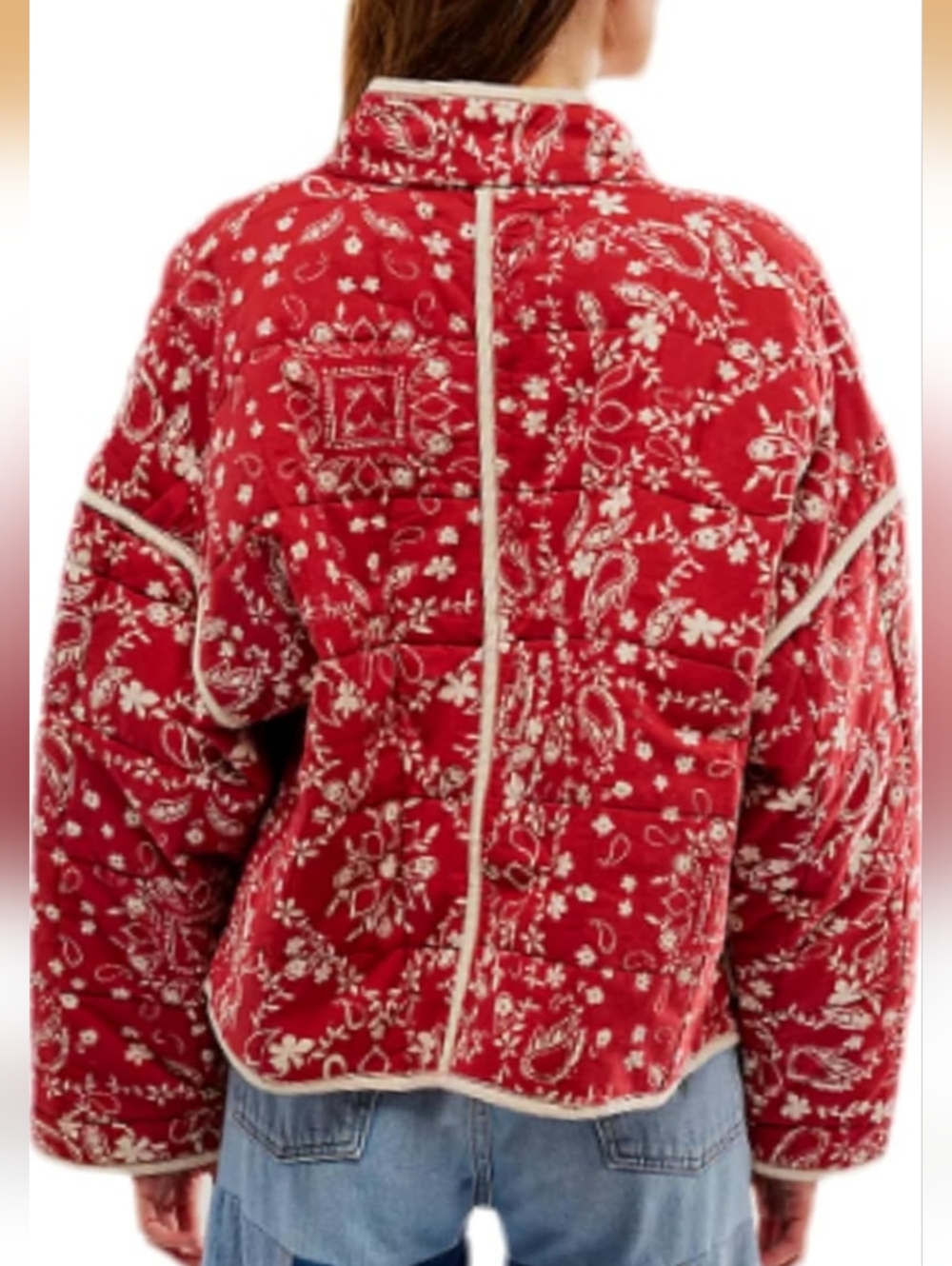 Brand New Women's Vaoyiu Loose Striped Quilted Jacket Collar Cropped Puffer XL - Picture 5 of 5